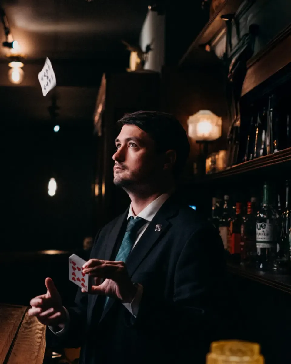 Denver magician Josh Weidner performing close-up card magic